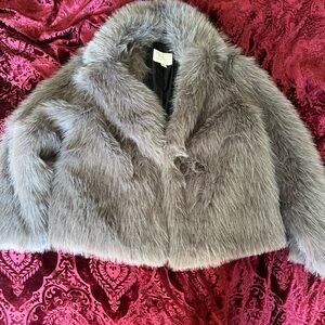 A New Day Gray Faux Fur Jacket L